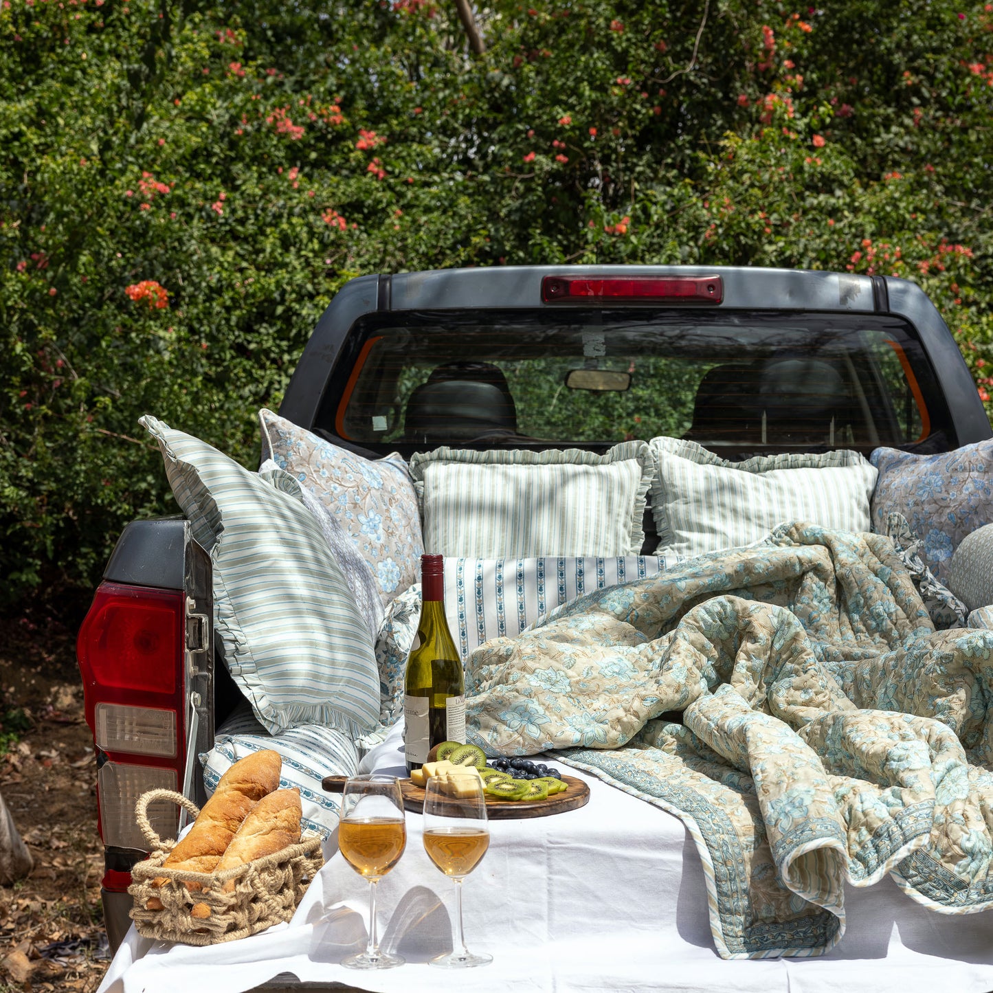 Lumiere Kantha Quilt- Hand Quilted with Stripe Back