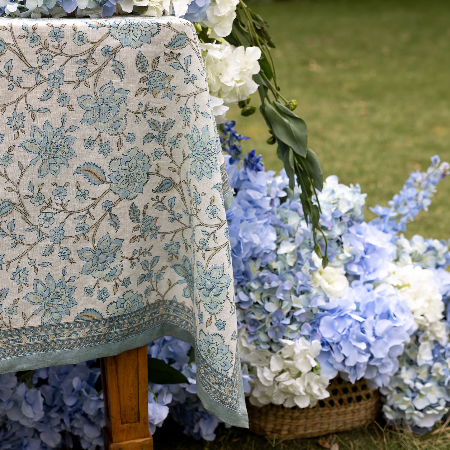 Flora Hand Block Printed Table Cloth