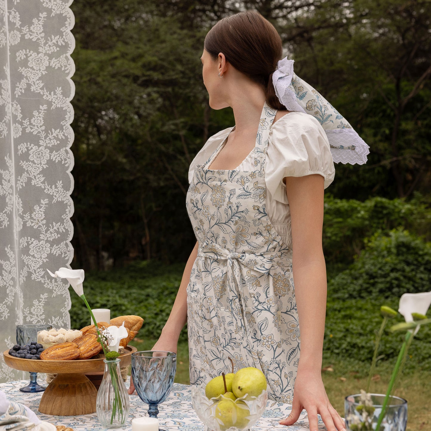 Meadow Bloom Hand Block Printed Cotton Apron